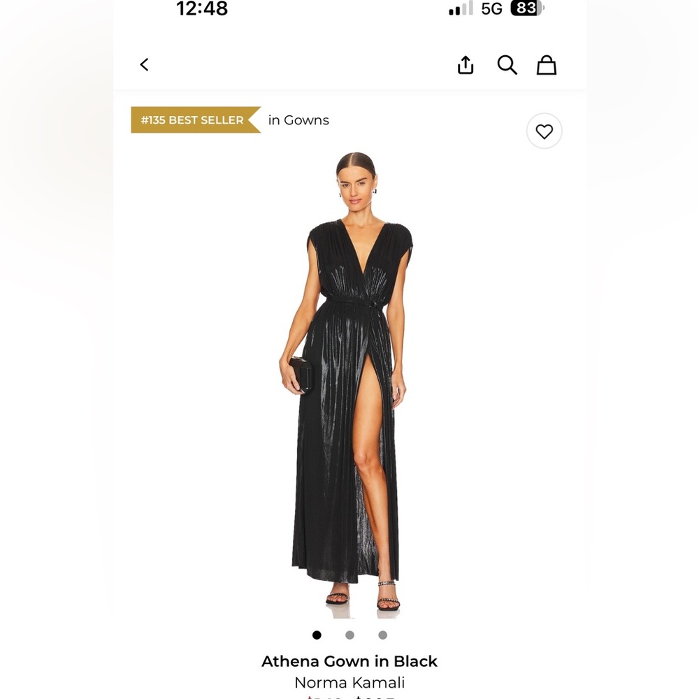 Norma Kamali Black Shimmer Gown- Revolve